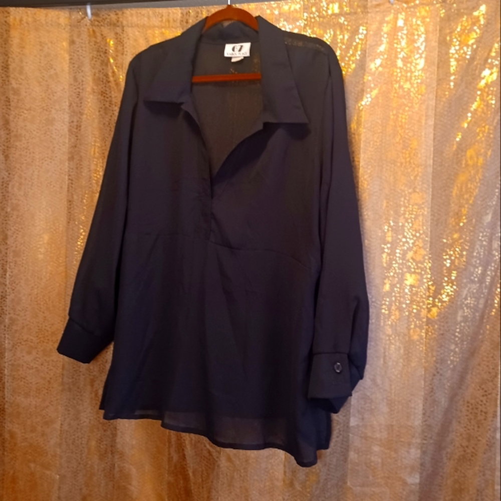 Size 22 women's top. Black, sheer, long sleeve. Good condition.